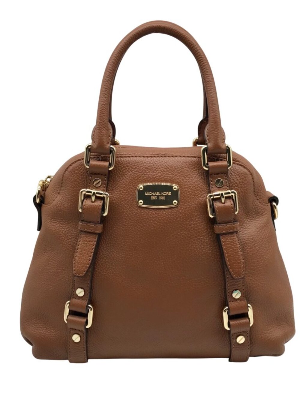 Michael Kors Brown Pebbled Leather Bedford Legacy Medium Convertible Satchel Bag